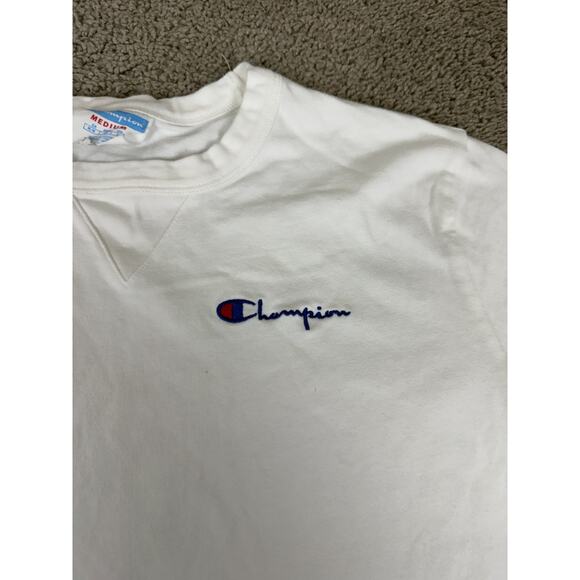 Champion Shirt Mens Medium White Signature Logo Tall Tee Short Sleeve Casual - Picture 4 of 12